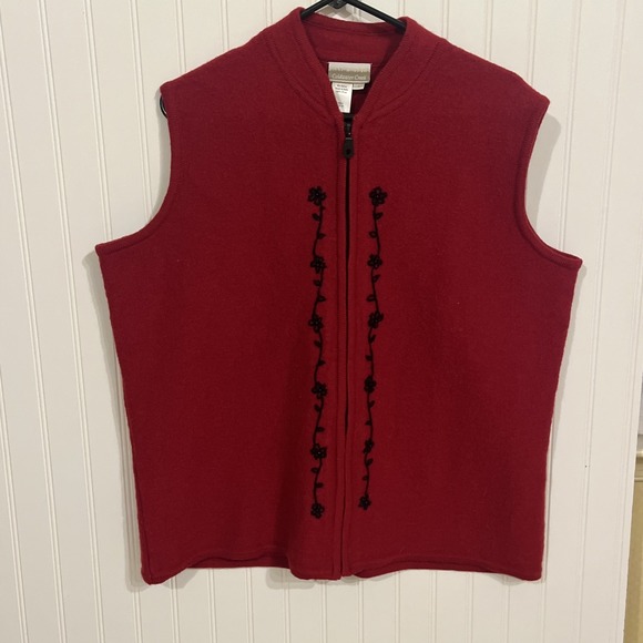 Coldwater Creek Sweaters - Coldwater Creek Sweater Vest Womens ‎ Large Sleeveless Holiday Floral Embroidery